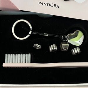 Pandora Silver Heart Keyring with Sterling Bead Charms